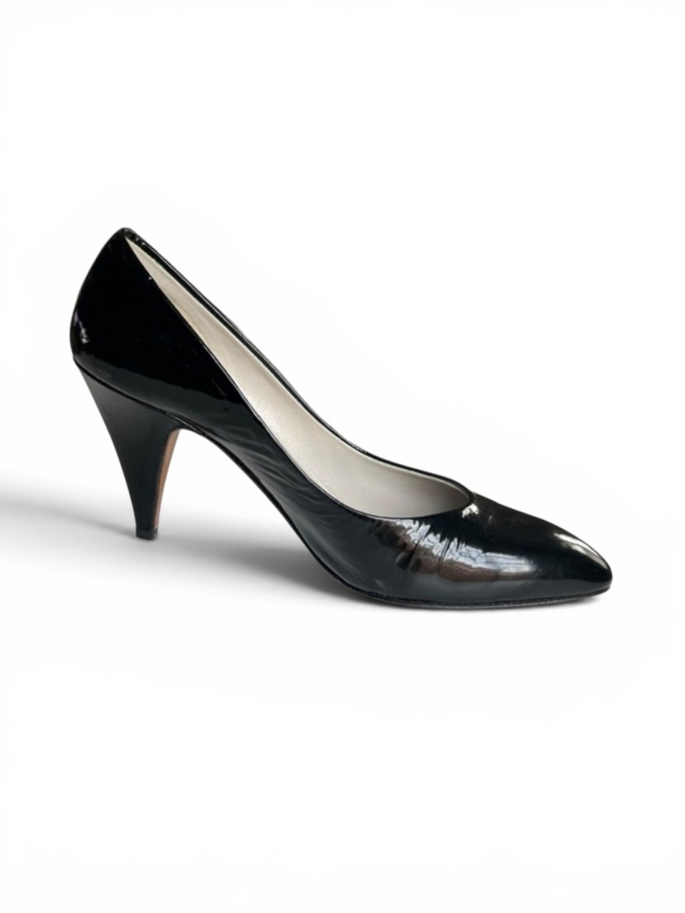 Chantal Italy Black Patent Leather Pointed Toe Pumps Heels Size 6.5